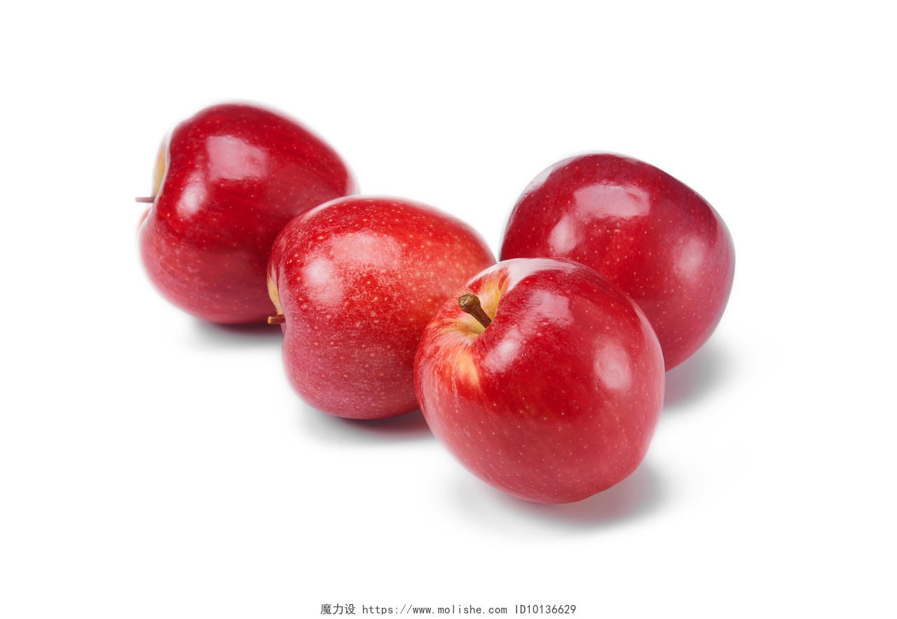 白底水果美味水果苹果红苹果散落苹果四个苹果